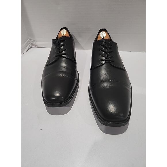 Kenneth Cole Leather Dress Shoe Mens 11M Black Leisure Hour Oxfords Work Formal - Picture 2 of 10